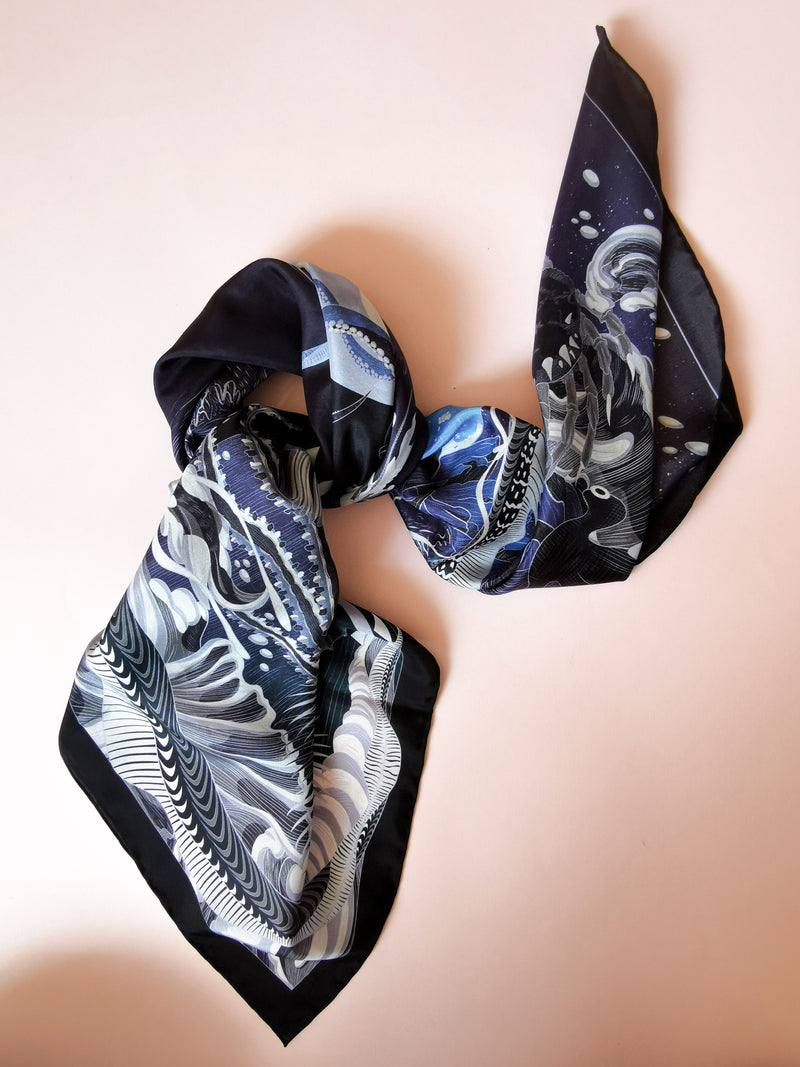Large Square Scarf · Between Land & Sea · Midnight