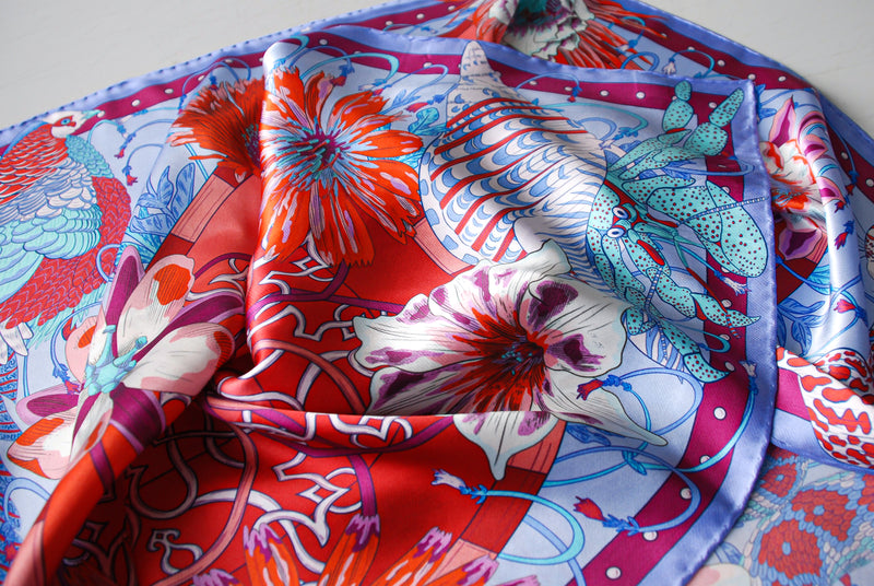 Large Square Scarf · Flowers of Time · Ruby